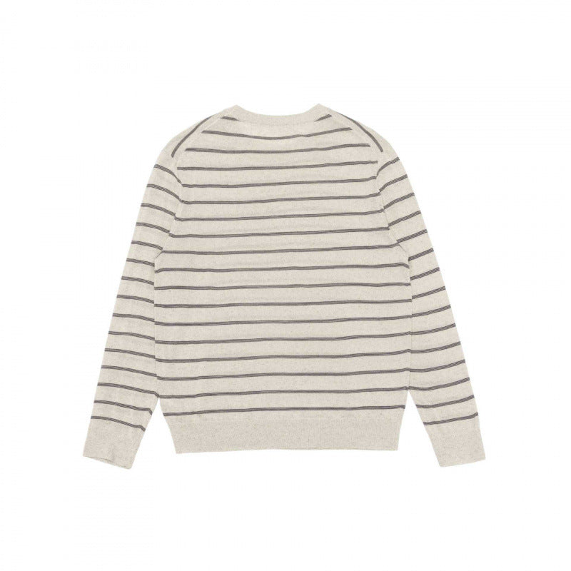 Unisex Light Fine Knit Sweater with Round Neck, Fine Stripes and Ribbed Hem Mune Fashion