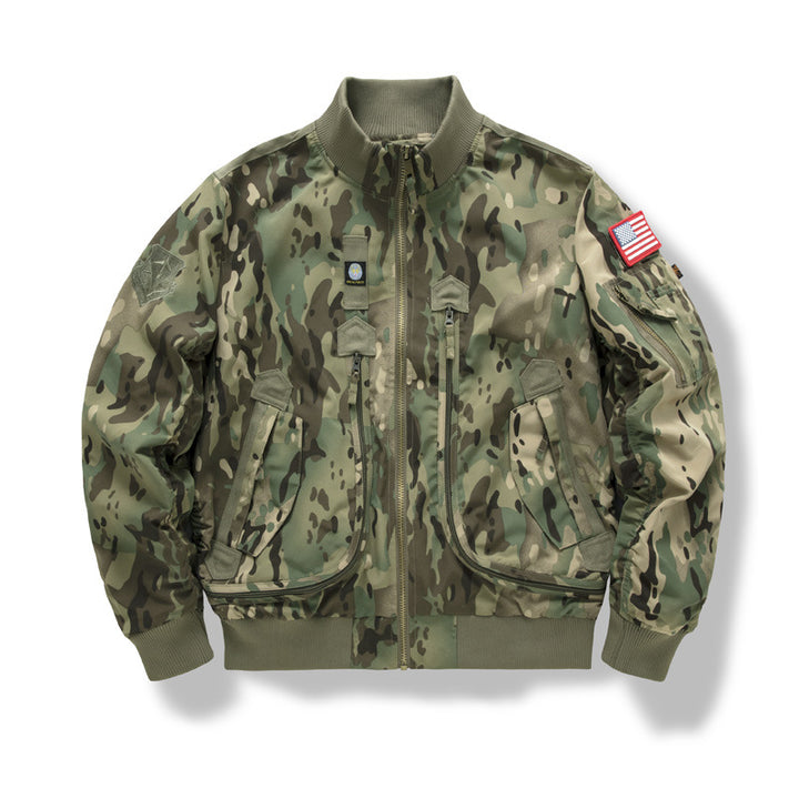 Men's pilot bomber jacket in utility style with vertical zip pockets and ribbed cuffs Mune Fashion