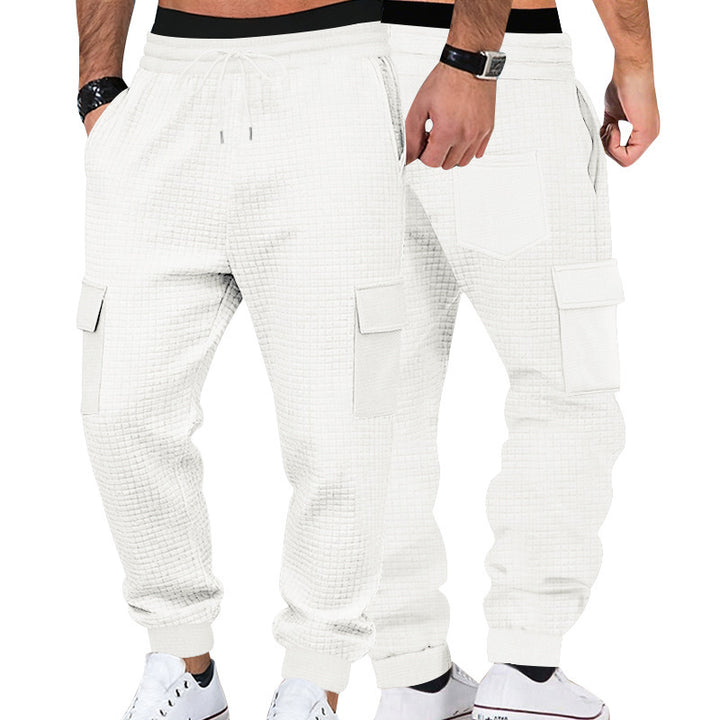 Men's cargo jogging pants made of waffle texture with drawstring and cuffs Mune Fashion
