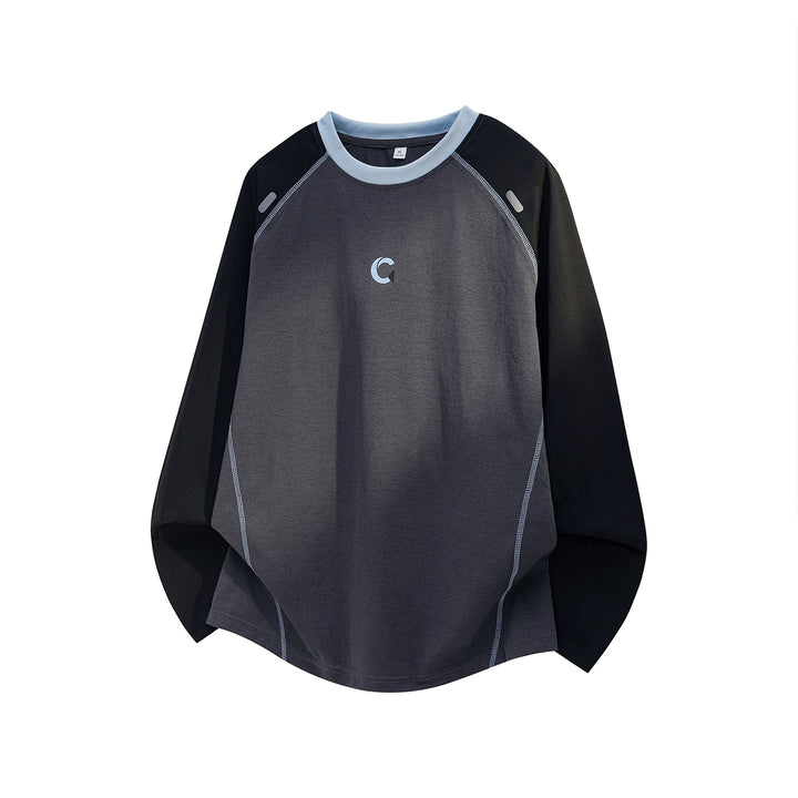 Unisex Raglan sweatshirt with contrasting sleeves, round neck and decorative flatlock stitching lines Mune Fashion