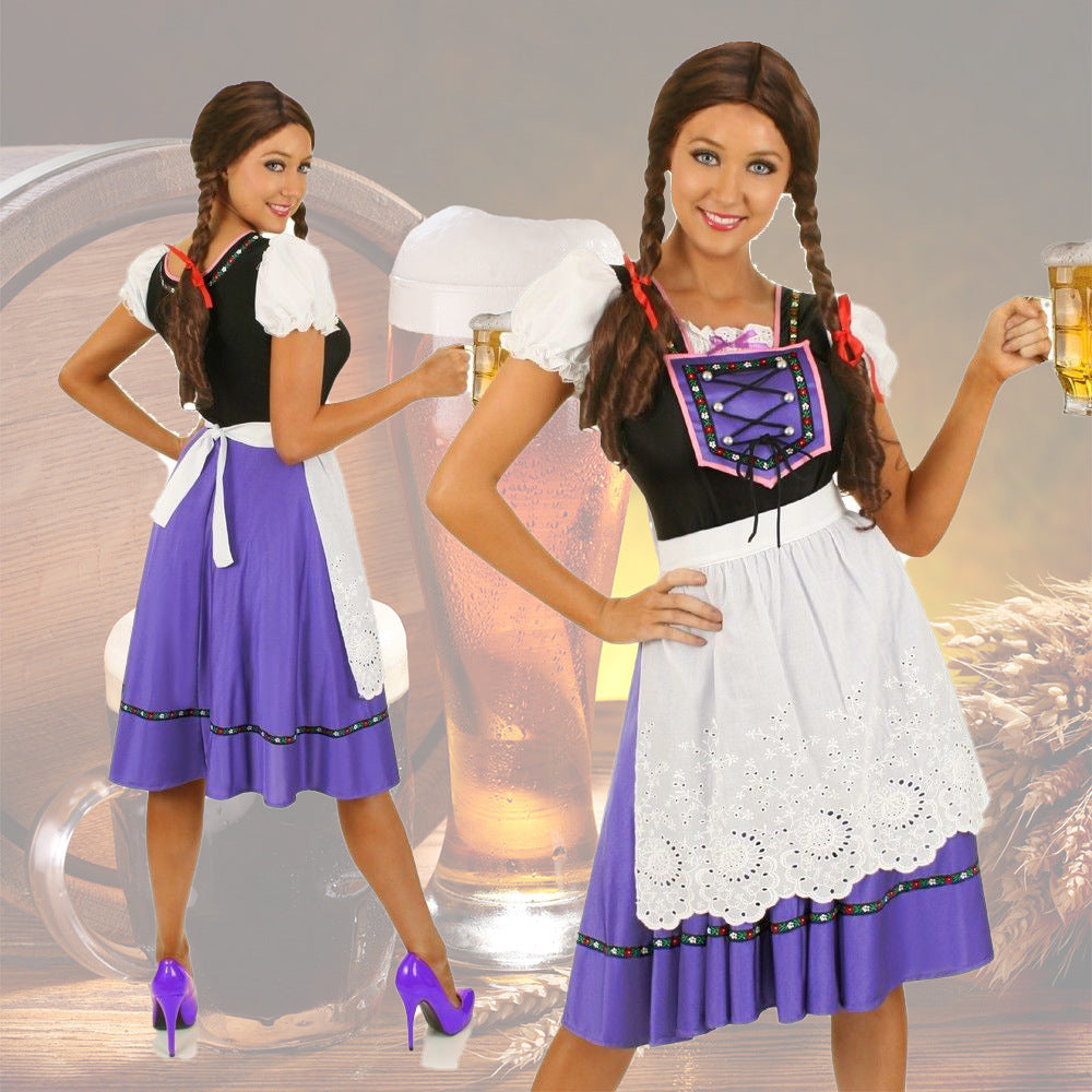 Ladies' traditional dress with laced bodice and embroidered apron Mune Fashion