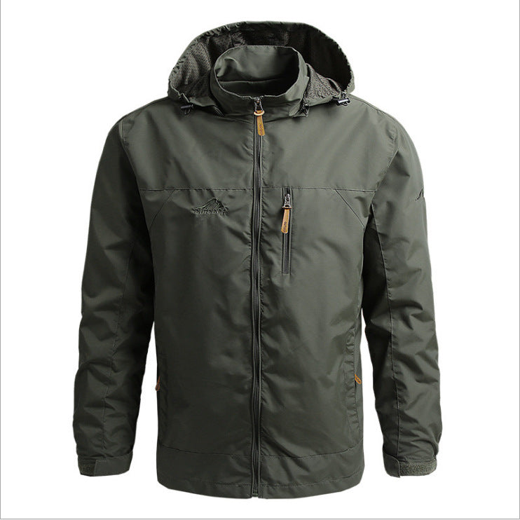 Men's Lightweight Water-Repellent Hooded Windbreaker with Chest Pocket and Adjustable Hem Mune Fashion