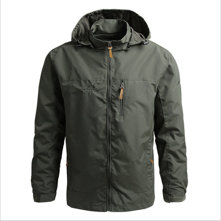 Men's Lightweight Water-Repellent Hooded Windbreaker with Chest Pocket and Adjustable Hem Mune Fashion