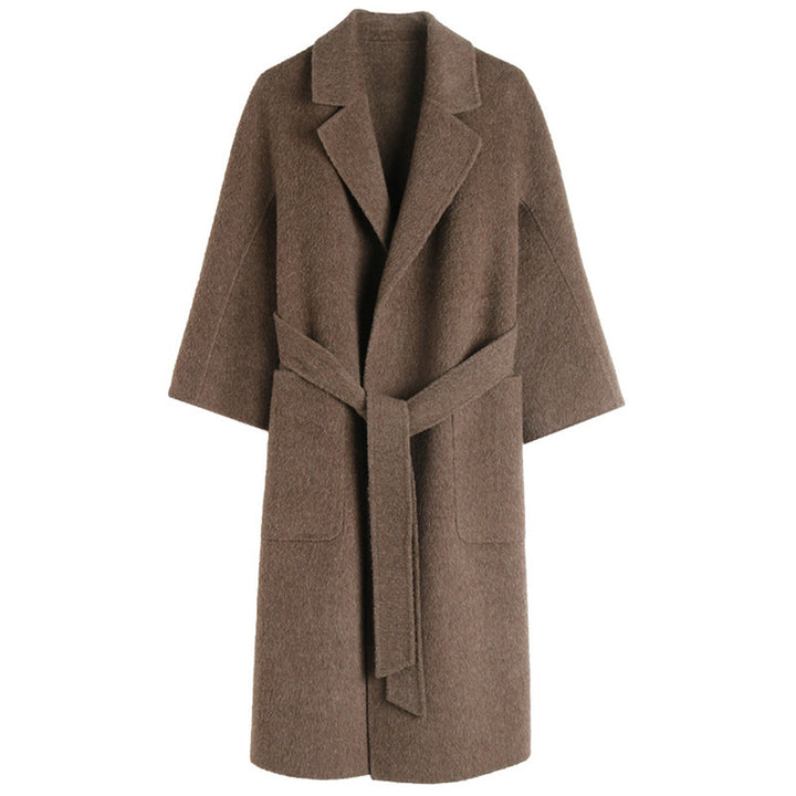 Women Stylish Wool Coat with Waist Belt Mune Fashion
