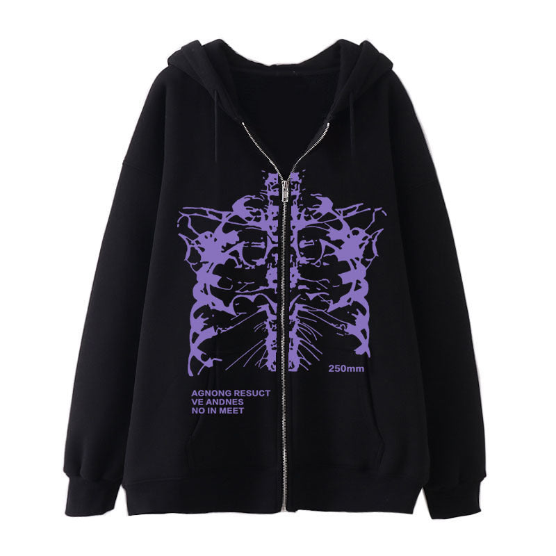 Women's hoodie jacket with full zipper and ribbed heart print Mune Fashion