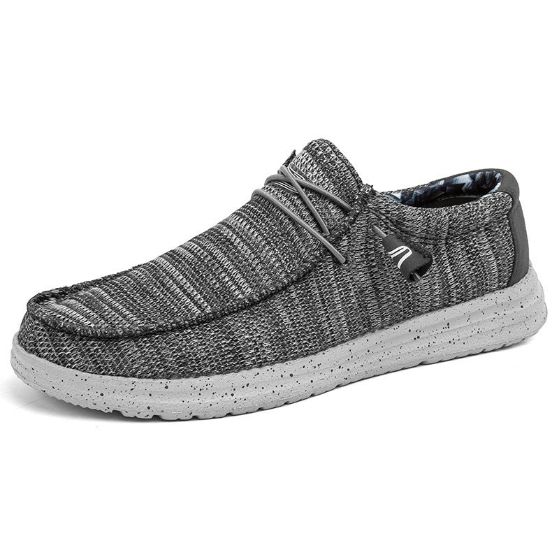 Men's Casual Canvas Moccasin Slipper with Braided Lacing and Spotted EVA Sole Mune Fashion