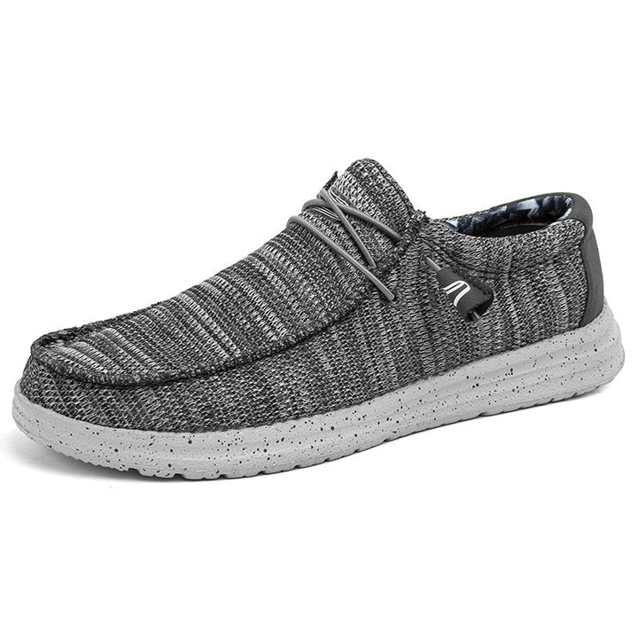 Men's Casual Canvas Moccasin Slipper with Braided Lacing and Spotted EVA Sole Mune Fashion