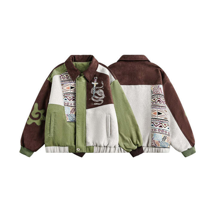 Men's Patchwork Cord and Suede Blouson with Stitch Detail Mune Fashion