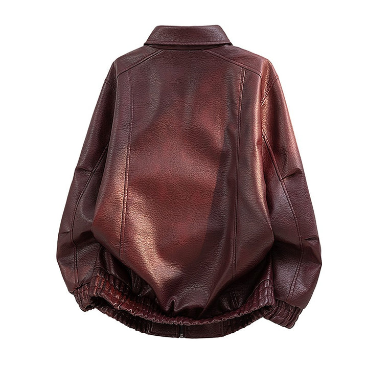 Men's Elegant Faux Leather Jacket with Loose Fit Mune Fashion