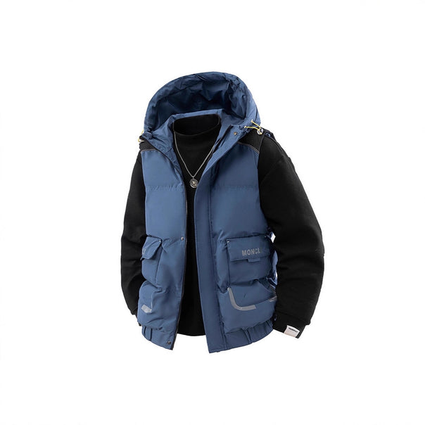 Men's Quilted Outdoor Vest with Hood, Cargo Pockets and Adjustable Hem Mune Fashion