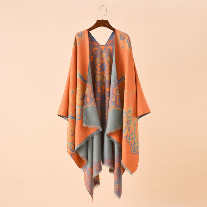 Women's Light Jacquard Throw with Cashmere-like Handle and Fringe Hem Mune Fashion