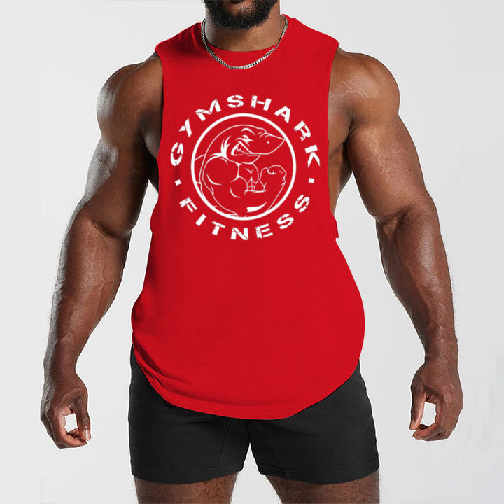 Men's sleeveless muscle shirt with extra deep arm openings and large logo print Mune Fashion
