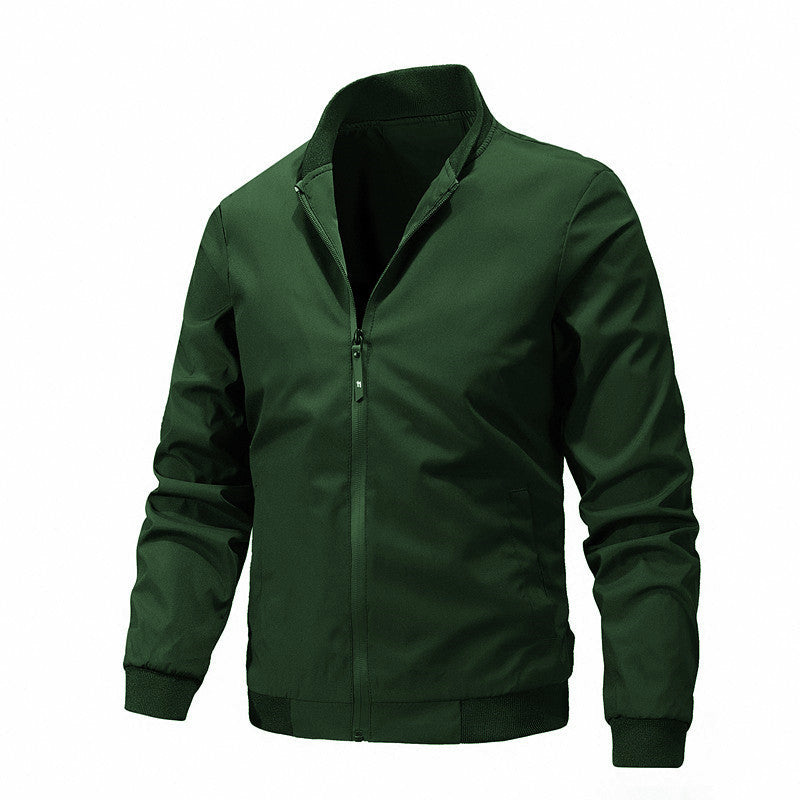 Men's Lightweight Windproof Bomber Jacket with Stand Collar and Ribbed Cuffs Mune Fashion