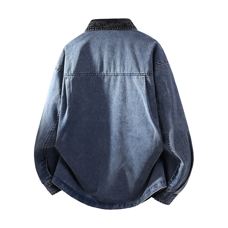 Men's loose-fitting denim shirt jacket with boxy shape and side pockets Mune Fashion