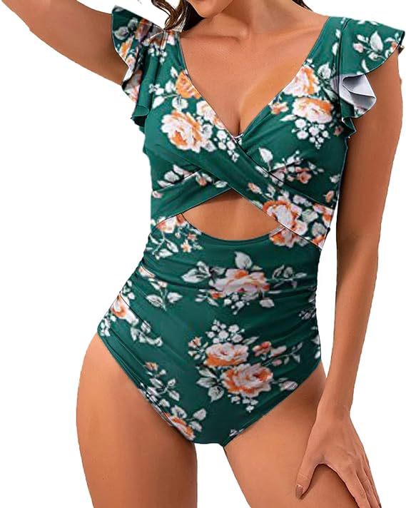 Women's Floral Swimsuit with Flattering Ruching Mune Fashion
