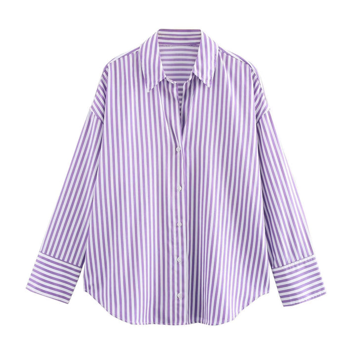 Women's Oversized Shirt Blouse with Dropped Shoulder and Classic Button Placket Mune Fashion