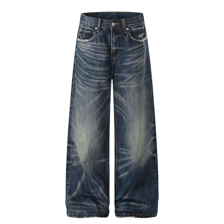 Women's Wide High-Waist Jeans Culottes with Vintage Wash and Used Effect Mune Fashion