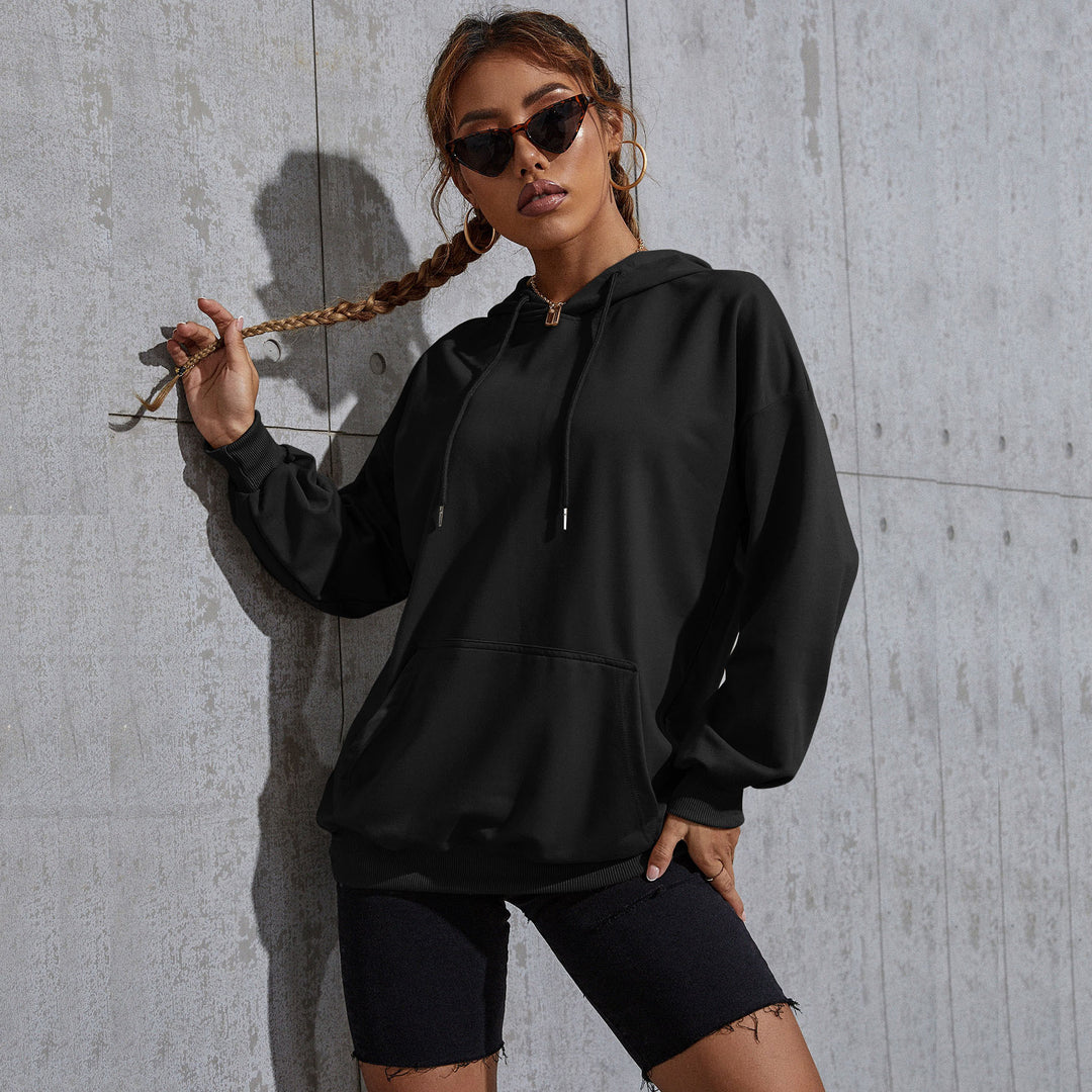 Womens Oversized Hoodie with Kangaroo Pocket and Ribbed Cuffs Mune Fashion