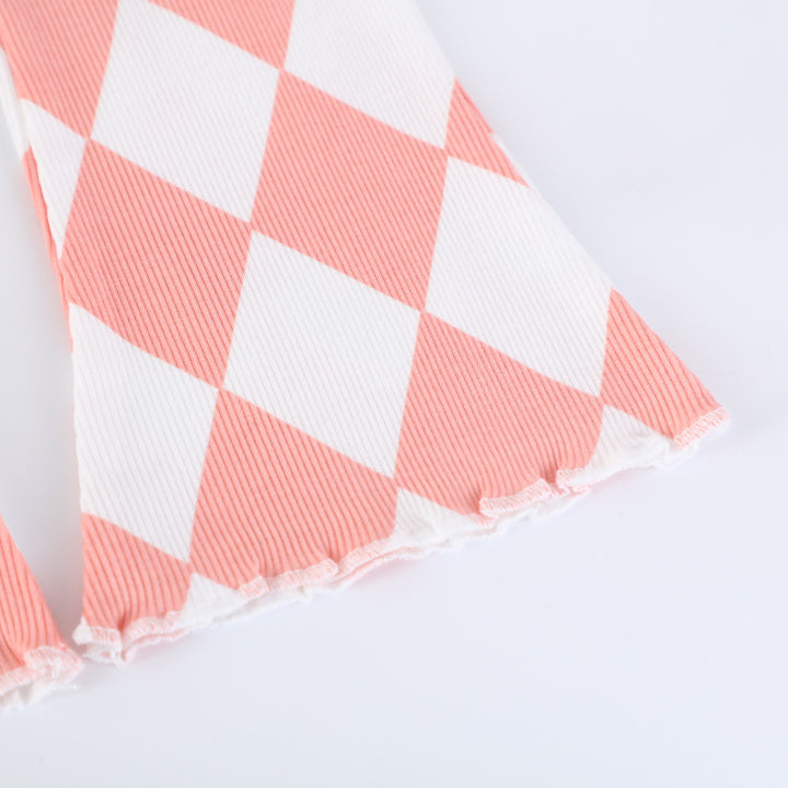 Girls flare pants with playful check pattern Mune Fashion