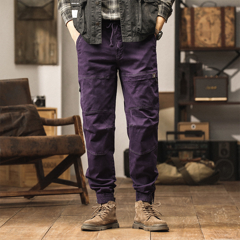 Men's Slim-Tapered Cargo Jogger made of Cotton Twill with Drawstring and Ankle Zipper Mune Fashion