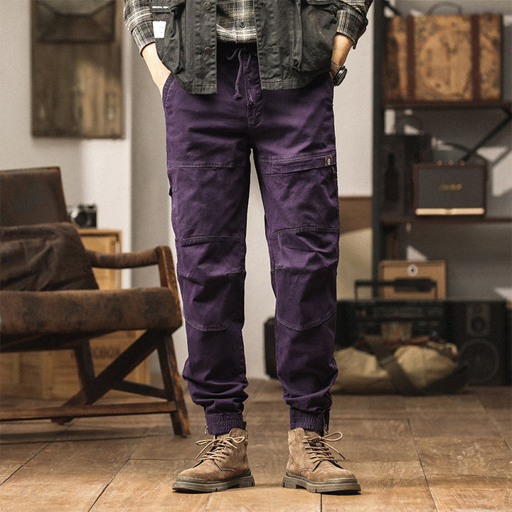 Men's Slim-Tapered Cargo Jogger made of Cotton Twill with Drawstring and Ankle Zipper Mune Fashion