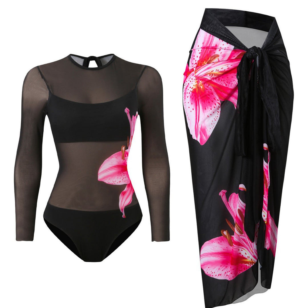 Women's swimsuit with elegant transparent wrap skirt Mune Fashion