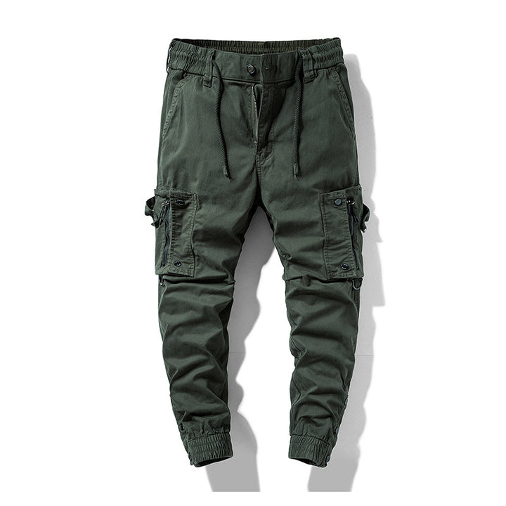 Men's Multifunctional Cargo Jogging Pants with Drawstring Waistband, Zipper Pockets, and Adjustable Ankle Cuffs Mune Fashion