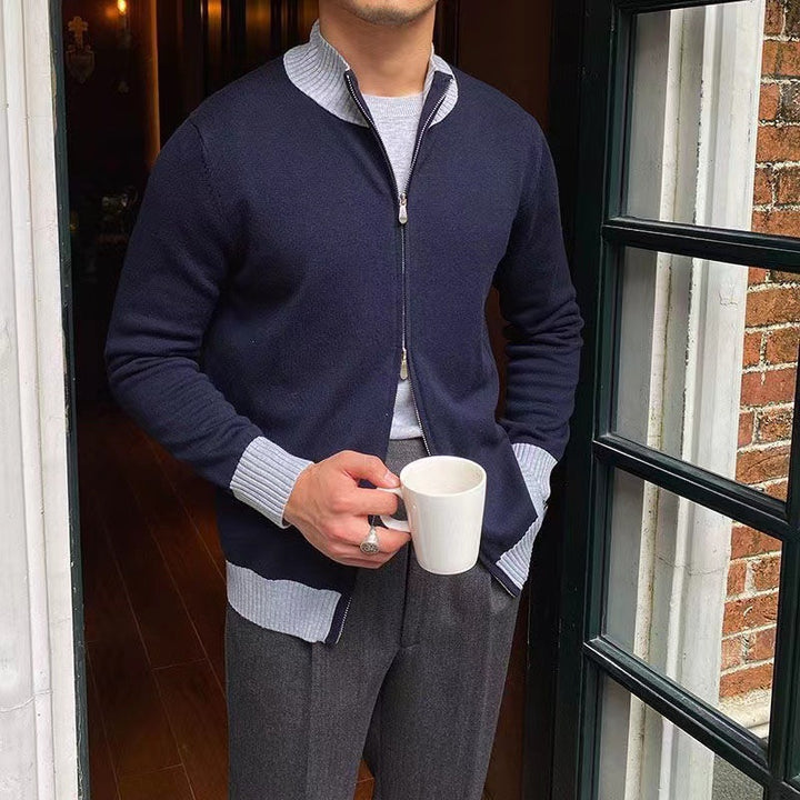 Men's Elegant Knit Sweater with Stand-Up Collar Mune Fashion
