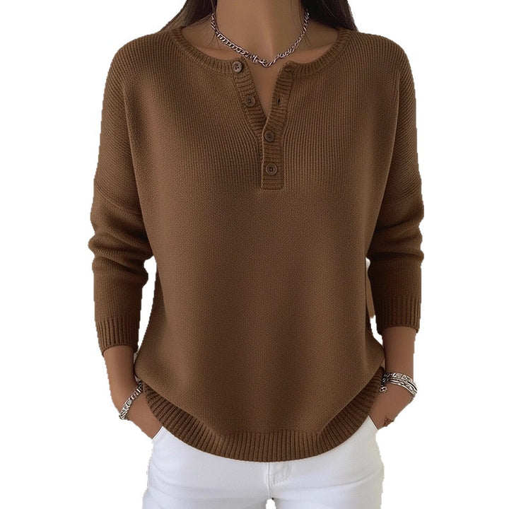 Women’s Comfortable and Elegant Knit Sweater with Button Placket Mune Fashion