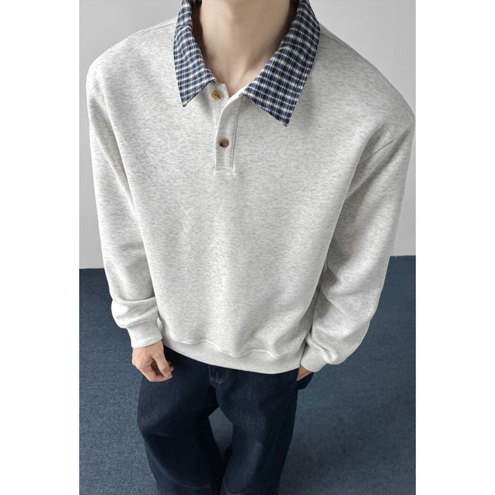 Men's Sporty Sweatshirt with Stylish Collar Mune Fashion