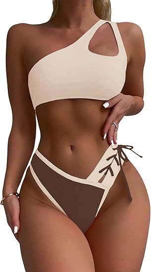 Women's One-Sided Bikini with Trendy Cut Mune Fashion