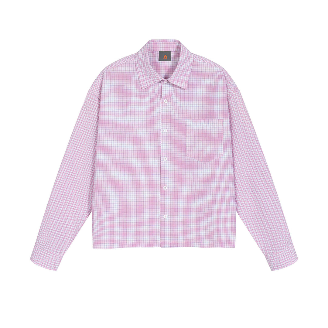Men's Oversize Check Shirt with Chest Pocket and Fine Grid Pattern Mune Fashion