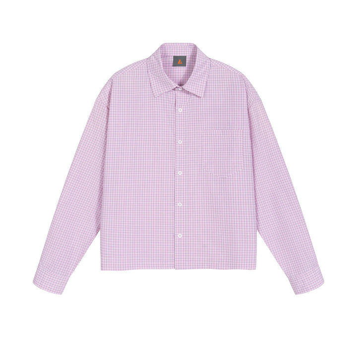 Men's Oversize Check Shirt with Chest Pocket and Fine Grid Pattern Mune Fashion