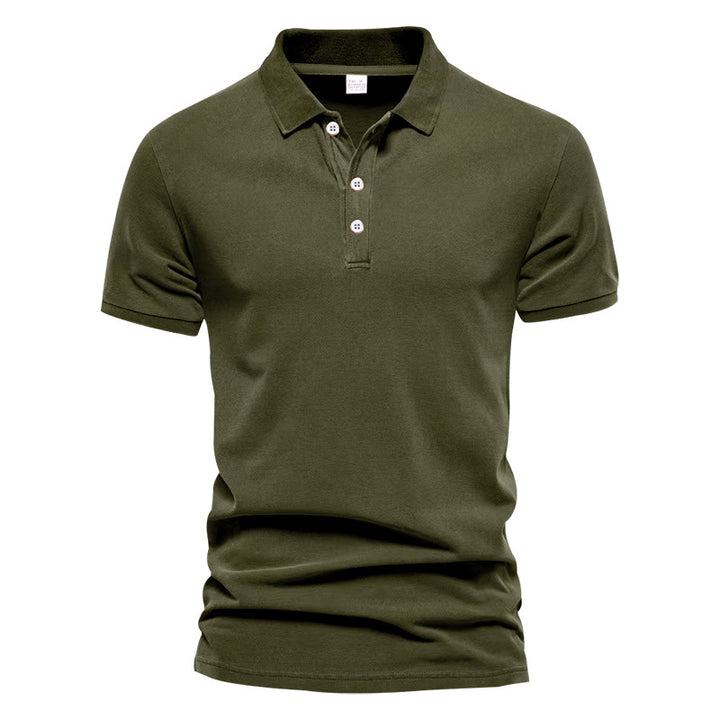 Men's breathable cotton polo shirt short sleeves with classic collar and ribbed cuffs Mune Fashion