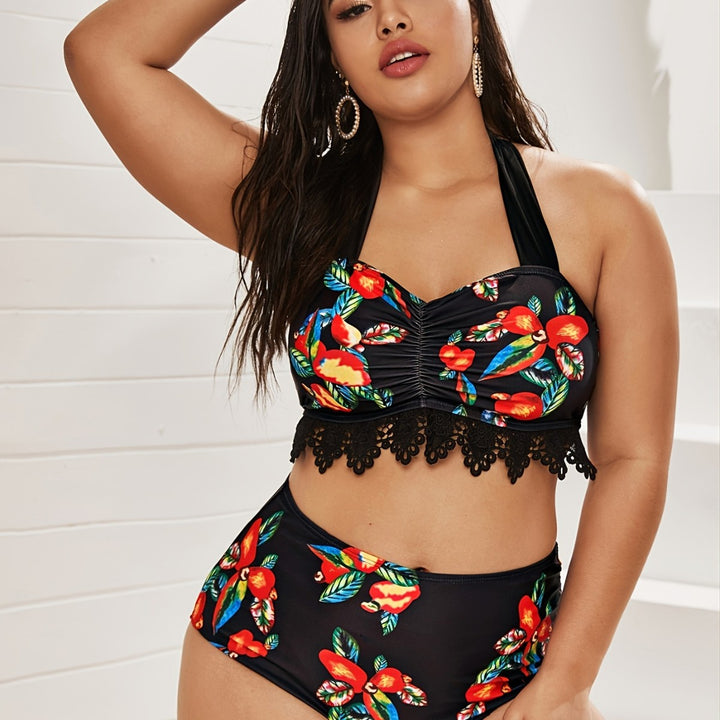 Women's Two-Piece Swimsuit Set with Floral Design Mune Fashion