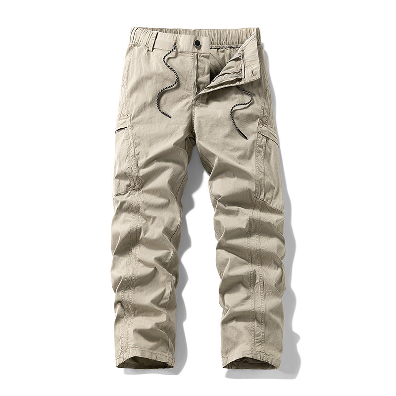 Men's Stretch Utility Cargo Pants with Elastic Waistband and Multiple Pockets Mune Fashion
