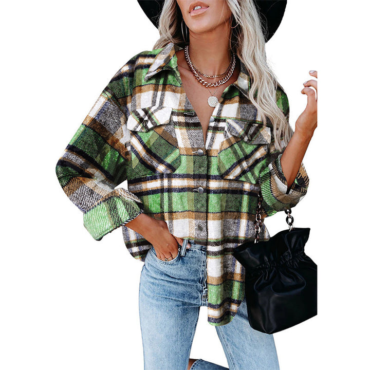 Women's Oversized Shirt Jacket in Checkered Flannel Look with Chest Pockets Mune Fashion