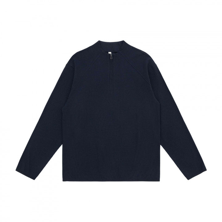 Unisex Waffle Knit Half-Zip Pullover with Raglan Sleeves Mune Fashion