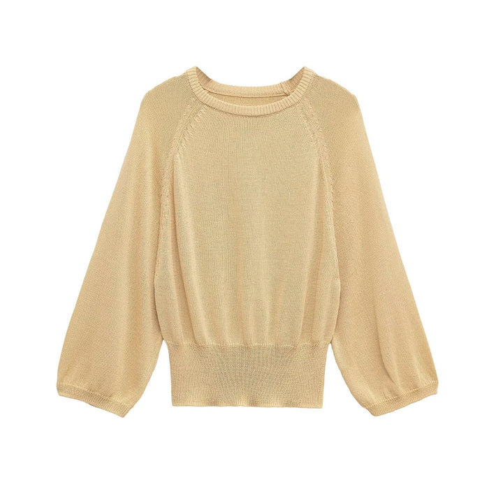 Women's Oversized Knitted Sweater with Balloon Sleeves and Wide Ribbed Hem Mune Fashion