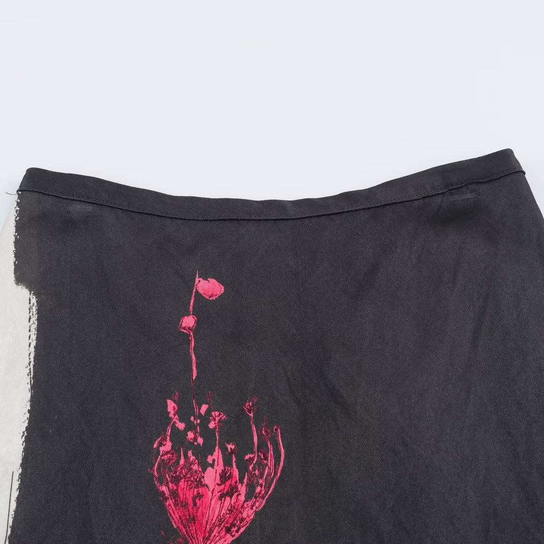 Ladies Custom-Made Midi Skirt with Side Contrast Panels and Floral Digital Print Element Mune Fashion