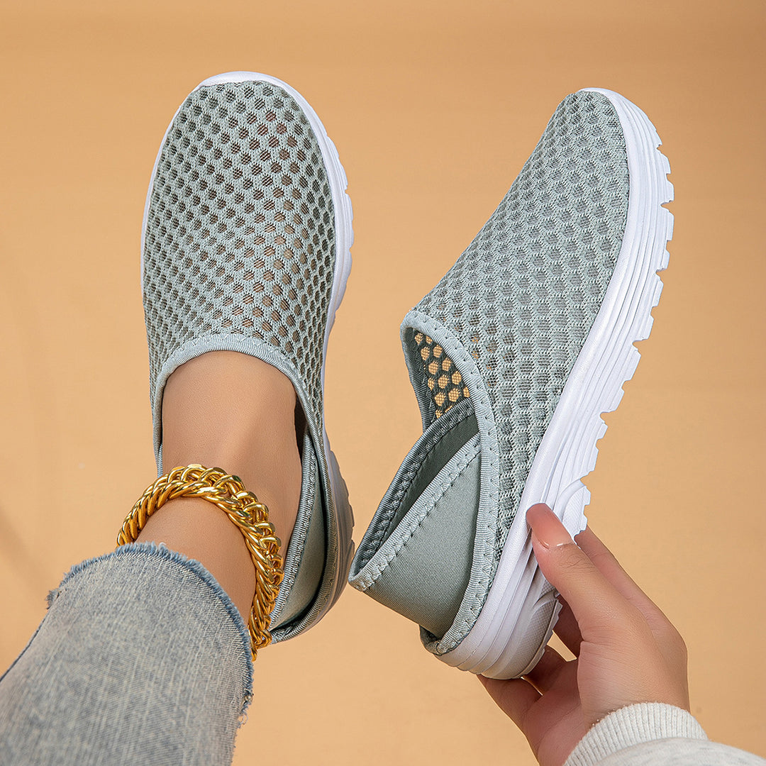 Women's airy slip-on sneakers with honeycomb knit upper and cushioned comfort sole Mune Fashion