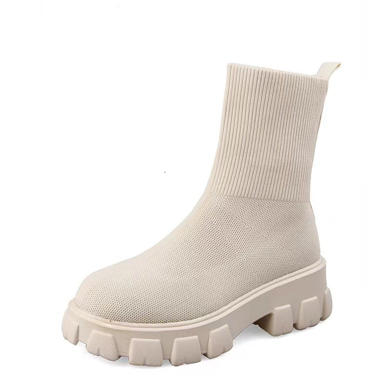 Women's knit ankle boots with sock-like shaft and distinctive profile sole Mune Fashion