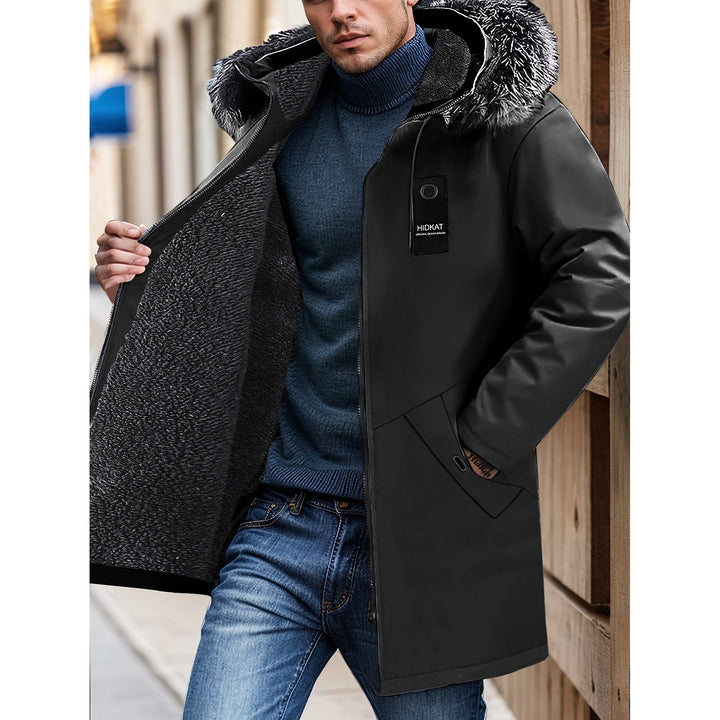 Men's Long Winter Jacket with Hood and Faux Fur Trim Mune Fashion