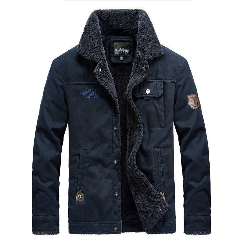 Men's Robustly Crafted Canvas Blouson Jacket with Full Sherpa Lining and Utility Pockets Mune Fashion