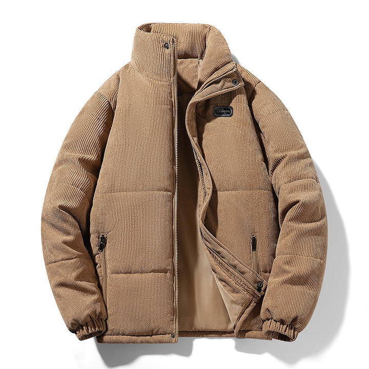 Men's quilted cord jacket with high stand-up collar, warm filling and zip pockets Mune Fashion