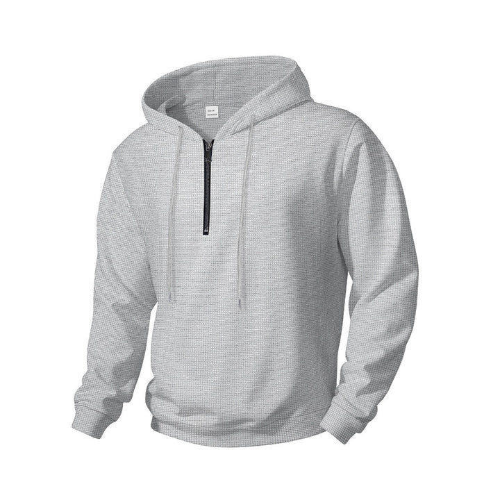 Men's half-zip hoodie made of cotton blend with drawstring and elastic ribbed cuffs Mune Fashion
