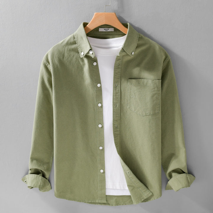 Men's Soft-Touch Layering Shirt made of Cotton Oxford with Inner Shirt, Kent Collar and Chest Pocket Mune Fashion