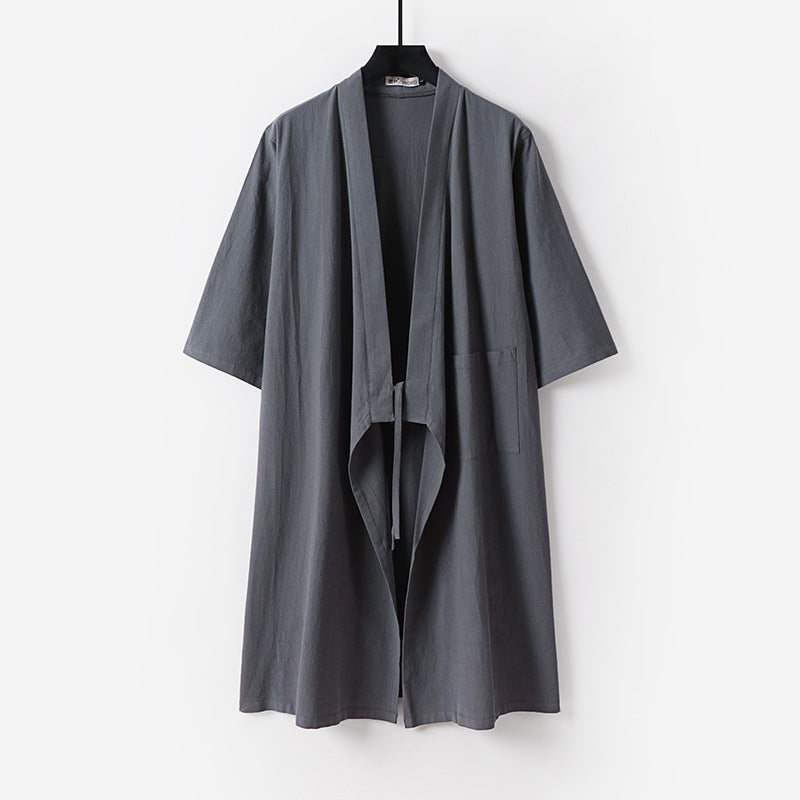Unisex Oversize Kimono Coat made of cotton blend with tie belt and three-quarter sleeves Mune Fashion