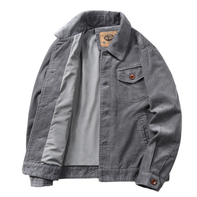 Men's Cord Truck Jacket with lightweight lining, shirt collar and patch chest flap Mune Fashion