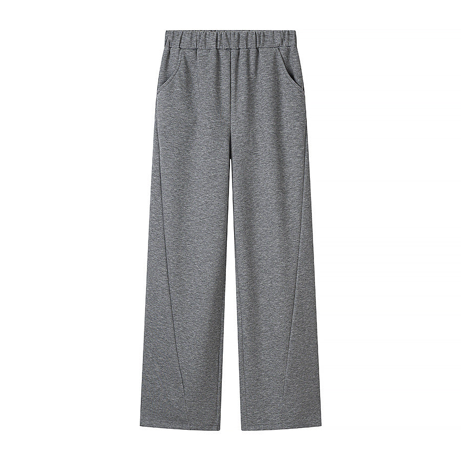Women's Two-Piece Lounge Set with Round Neck Top and Elastic Wide Leg Pants made of Jersey Mune Fashion